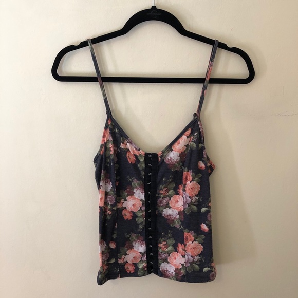 Full Tilt Floral Hook Corset Bustier Cami Tank Top - Picture 2 of 6